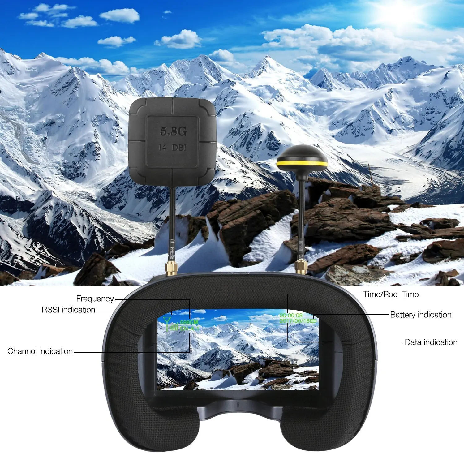 5.8G 40CH 4.3 Inch 800*480 Vid - огляд і ціна Fpv Goggles Headset
